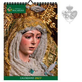 Calendario de pared Esperanza Macarena 2027 con espiral negra
