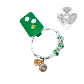pulsera esperanza macarena con medalla de la virgen y rosa de oro