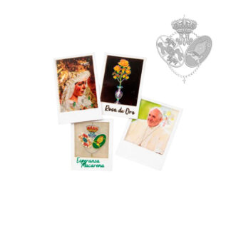 Imán Rosa de Oro Esperanza Macarena estilo polaroid