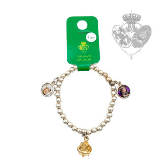 Pulsera Esperanza Macarena con Rosa de Oro y medallas devocionales