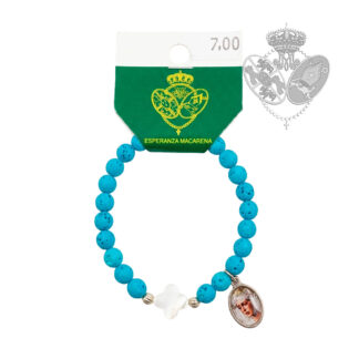 Pulsera Esperanza Macarena azul con cruz blanca y medalla