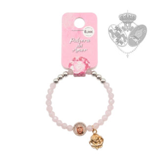 Pulsera del Amor Esperanza Macarena rosa con Rosa de Oro