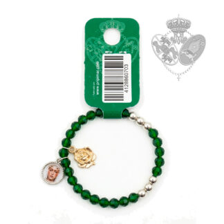 Pulsera verde Esperanza Macarena con medalla y Rosa de Oro
